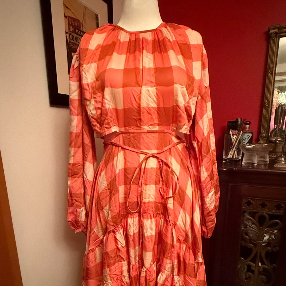 Orange Plaid cutout dress by Sundress